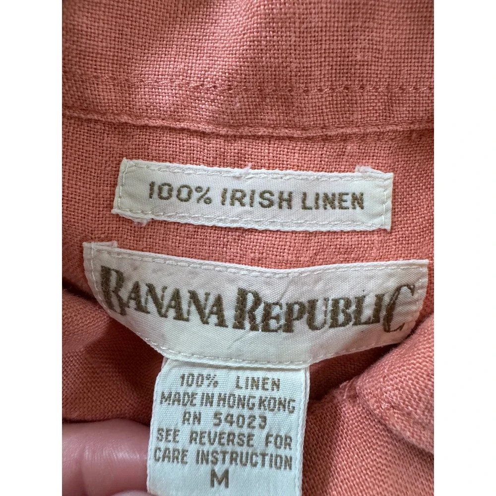 Vintage Banana Republic 100% Irish Linen Shirt Mens Medium Pink Safari Gorpcore